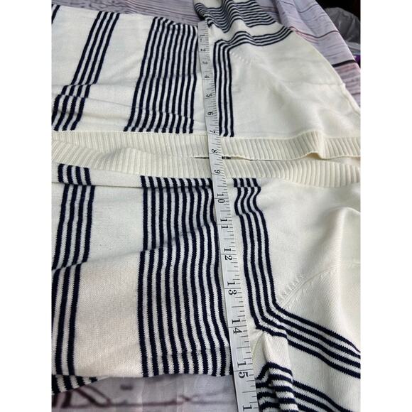 Talbots Cardigan Womens Sp Stripe Open Front Pockets Pima Cotton Knit 3/4 Sleeve - Picture 7 of 12